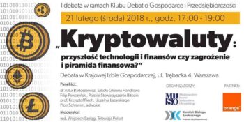 Debata o kryptowalutach, jutro w Warszawie